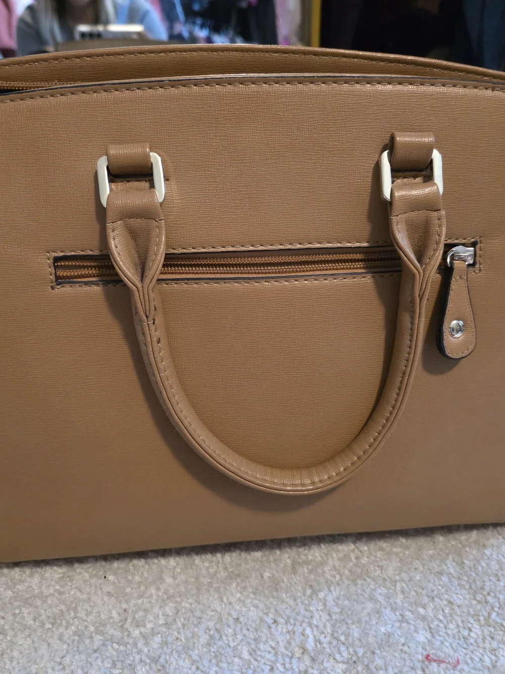 Michael Kors Cognac Saffiano Leather Satchel with MK Charm